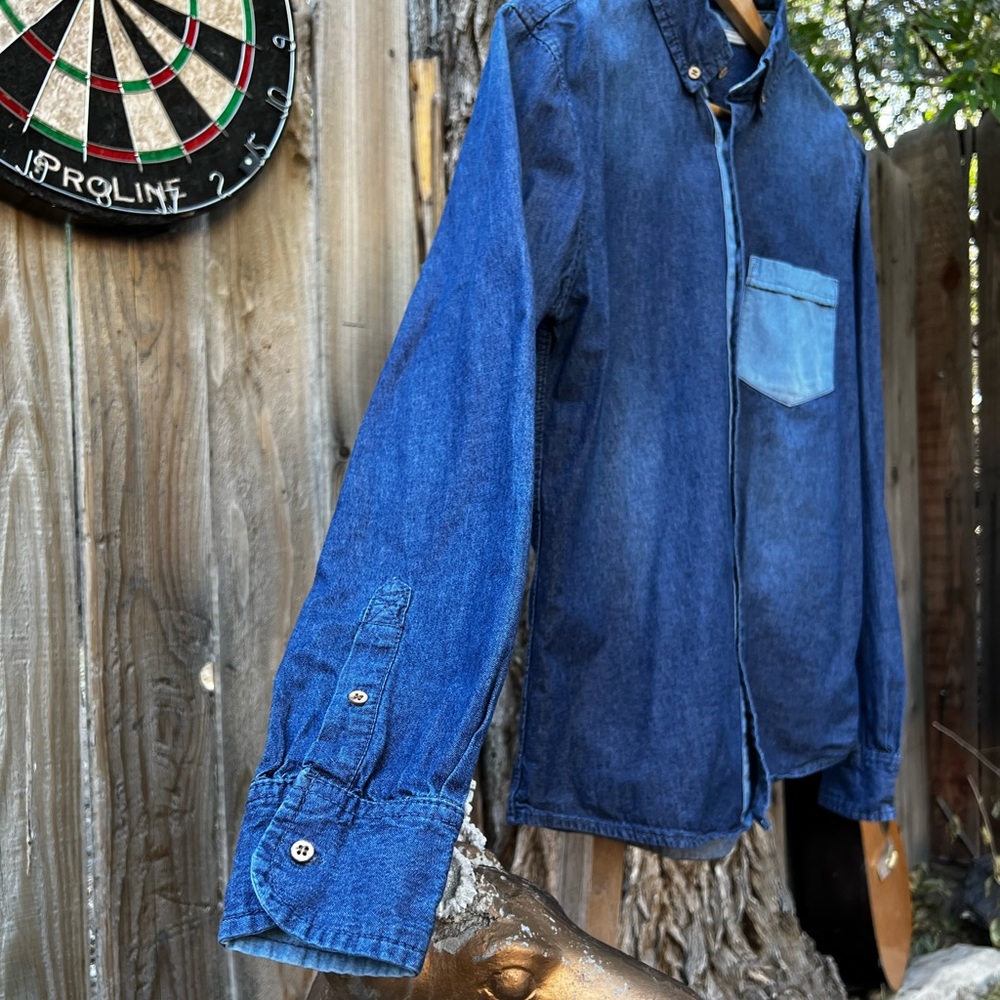 Pull&Bear Denim Pocket Button Down Shirt. - image 5